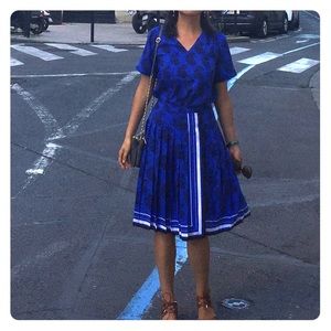 Banana Republic blue/black floral flare skirt set